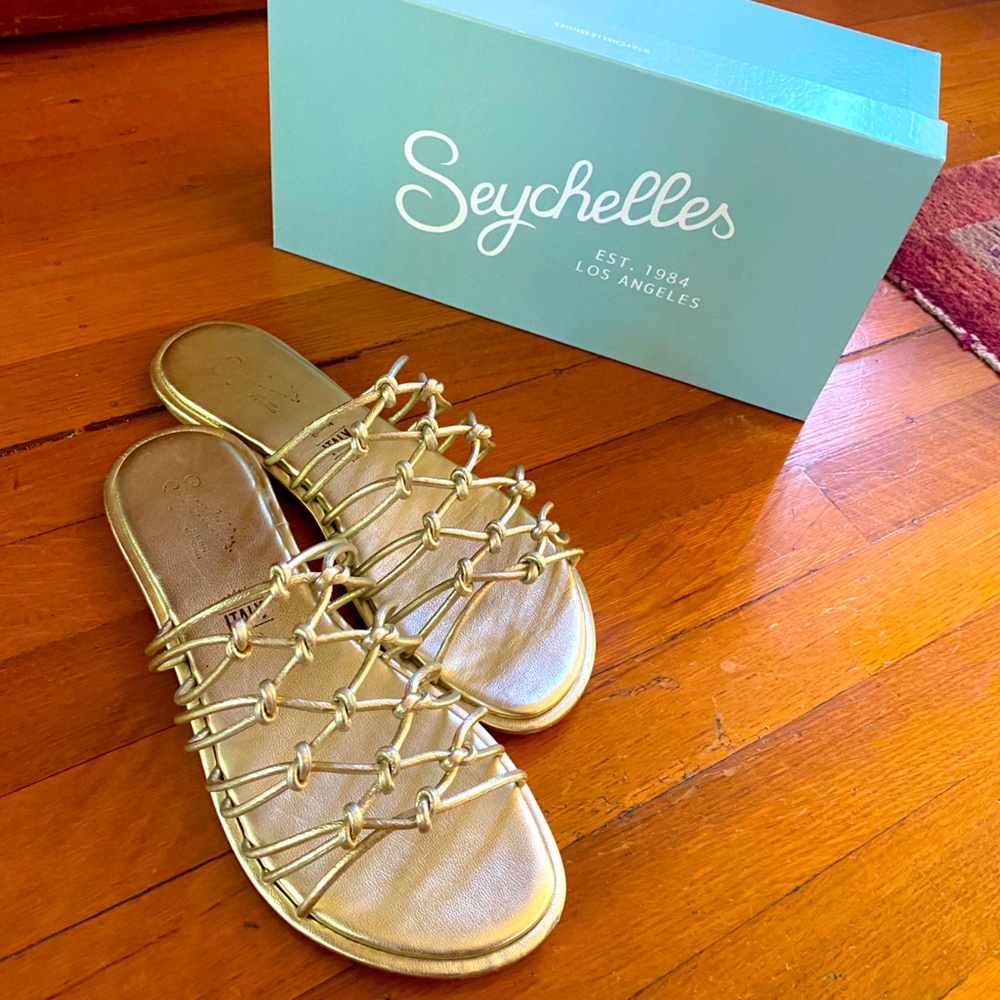 Free People gold netted Seychelles sandals